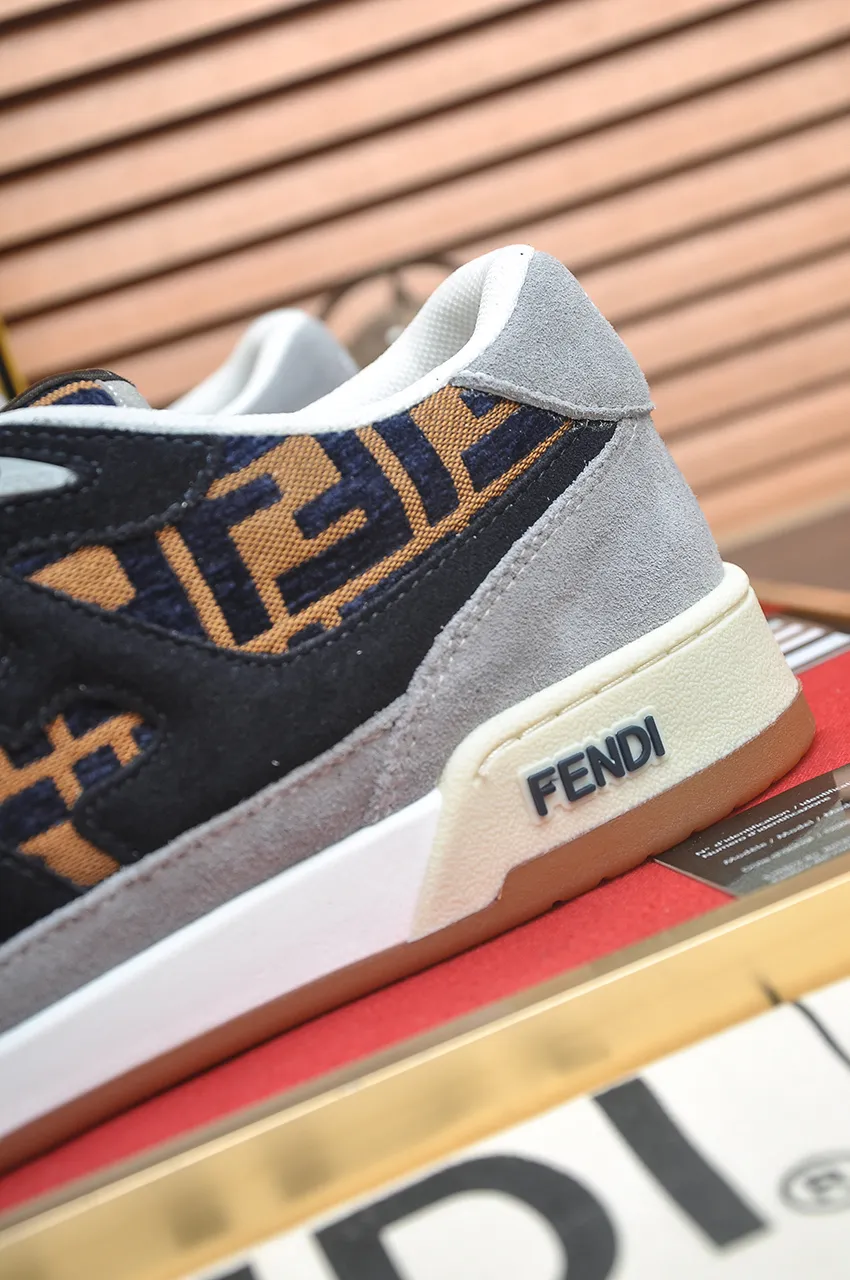 Men's shoes 💰600💶 [Fendi] The latest couple model 🔥 Many 💑 stars have the same style. FD match is a one-to-one replica of the original version. The first fendi match created by designer Kim Jones and Trainer basketball sneakers by Donkey. Material: Original silk leather. Lining: breathable mesh. Packaging: Original 1:1 matching high-end packaging. Size: Female 35-40 Male 38-44 (45 46. Custom-made (no return or exchange)